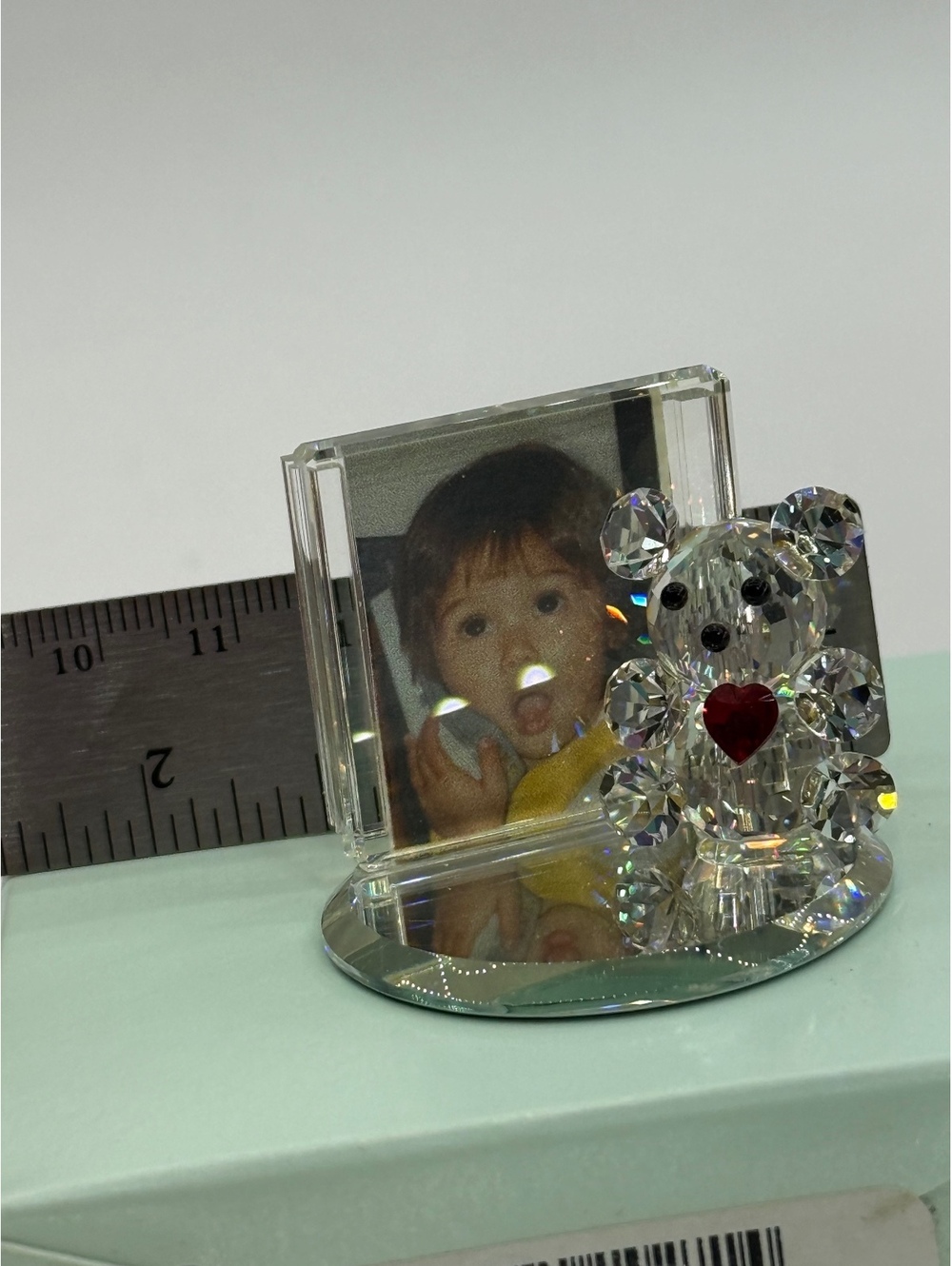 Crystal World Crystal Teddy Bear Photo Frame Figurine 2005 (b12/08/108)